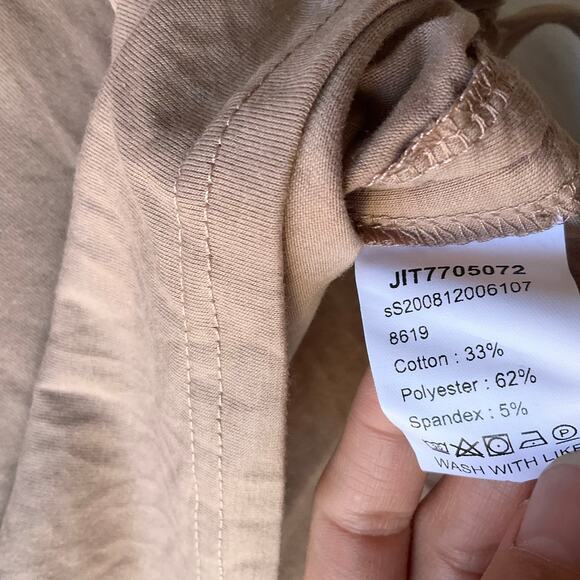 SHEIN Women’s 3/4 Sleeve V-neck Stretchy Blouse size L, Natural Beige - Picture 6 of 7